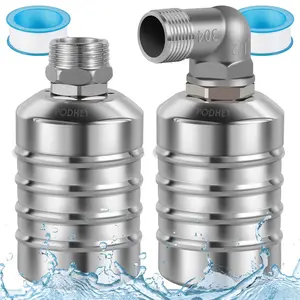 PoDhey 2 Counts Water Level Control Float Valve 304 Stainless Steel Fully Automatic Mini Floating Ball Valve Auto Shut Off Water Tank Safe Water Level Controller Valve Upper/Side Water Intake