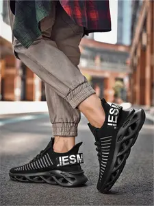 2-Color Breathable Casual Sneakers, Knit Upper, Anti-Slip Sole, Stable Heel, Daily Fashion Shoes