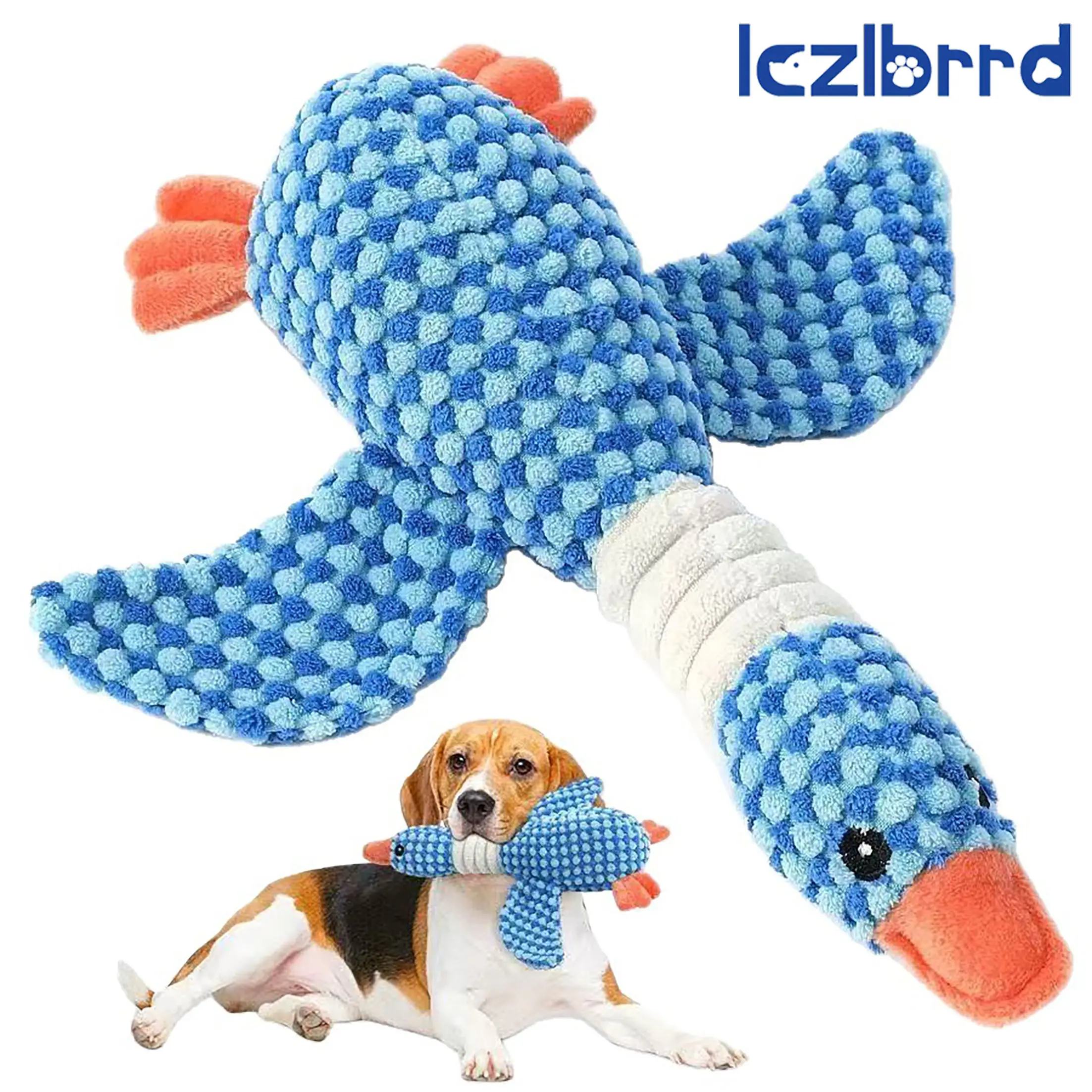 LCZLBRRD Blue Wild Goose Dog Toy - Squeaky Plush Chew Toy with BB Squeaker, Corn Grain Fabric for Teeth Cleaning & Scent Retention, Interactive Pet Toy for Small/Medium Dogs (Anxiety Relief & Boredom Buster)  great pet gift busy  dog  toys  squeaky
