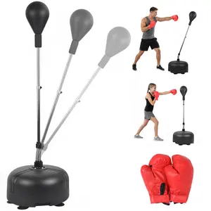 Punching Bag with Stand Height Adjustable 47-61 Inches for Teens Adults Fast Rebound Stable Base ABS Plastic EVA Foam Ball Included Gloves Fitness MMA Training