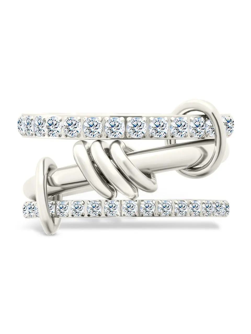 Sterling Silver Birgitta CZ Link Stacking Ring