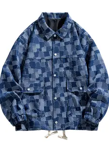 Men's Full Size Snap Down Denim Jacket Plus Size