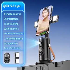 Auto Face Tracking Phone Holder Stand with Fill Light, 360° Rotation Smart Gimbal, Gesture Control, App-Free for Content Creators, Vlogging & Live Streaming