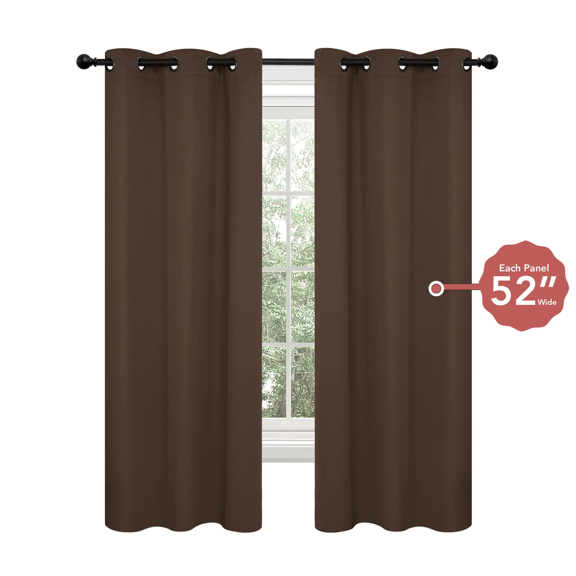 Deconovo 52W Plain Blackout Curtain Panels, 2-Panel Short Drapes, 100% Sturdy Polyester Thermal Insulated Room Decor Curtains, Blackout Covers for Living Room, Bedroom, Room Decor Curtain
