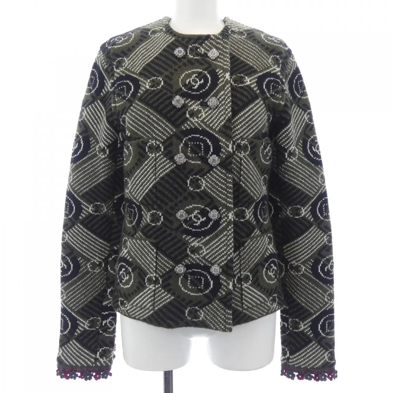 Pre-owned CHANEL Tweed Small Leather Goods LOOK25 Collarless Jacket