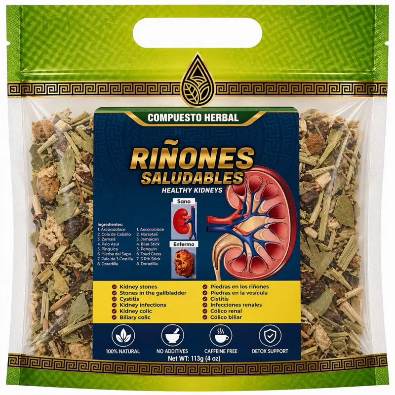 Healthy Kidneys Herbal Tea Blend – Riñones Saludables Natural Detox Support, Caffeine-Free, No Additives, 4 oz Resealable Pouch