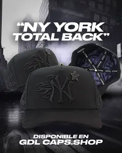 NEW YORK TOTAL BLACK (Suede Brim Cap with Metal Emblem Double Snapback Satin Lining Comfortable & Durable One Size Limited Quantity)
