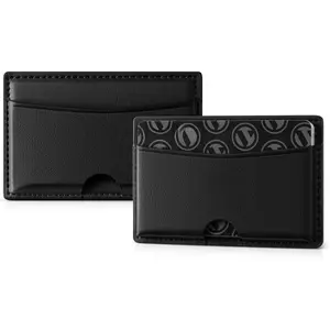 Minimalist Leather  Card Holder - Carry 5 Cards from Drivers License  to Loyalty & Parking Cards with Adhesive  for Door Window Console (Nappa Black)