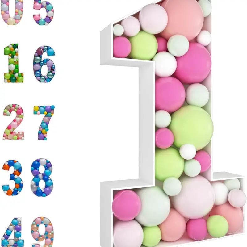 2.3ft Marquee Numbers Mosaic Numbers for Balloons Mosaic Balloon Frame Pre-Cut Foam Board for Christmas Baby Shower Engagement Wedding Birthday Bachelorette Party Decorations Backdrop Decor