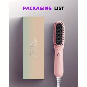 Women's Ionic Hair Straightening Brush - With Heat Comb Design, Portable Hair Straightening Brush, Dual Voltage (US/EU), 3 Temperature Settings, Auto Shut-Off, Salon-Grade Home Travel Hair Straightening Tool, Anti-Frizz, Ergonomic Handle