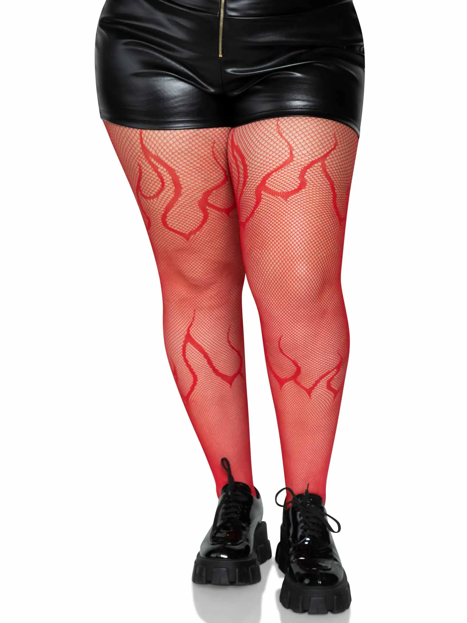 Flame Plus Fishnet Tights Red Flame Plus Fishnet Tights Red