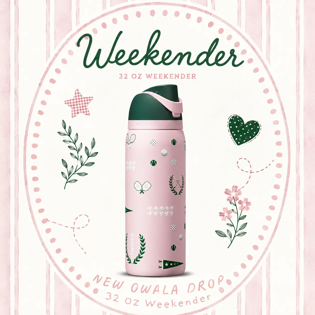 Owala 32oz Weekender FreeSip Insulated Bottle – Premium Stainless Steel Leakproof Sports Water Bottle for Tennis, Travel & Everyday Hydration, Gift for Girl, Pink Girl