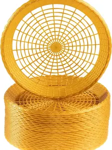 Plastic Paper 24 Pack Reusable Plate Holders Heavy Duty Woven Paper Plate Holder, Gold Disposable Round