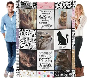 Custom Cat Blanket Personalized Blanket with Cat Photo Cat Loss Gifts Cat Memorial Gifts Sympathy for Loss of Cat
