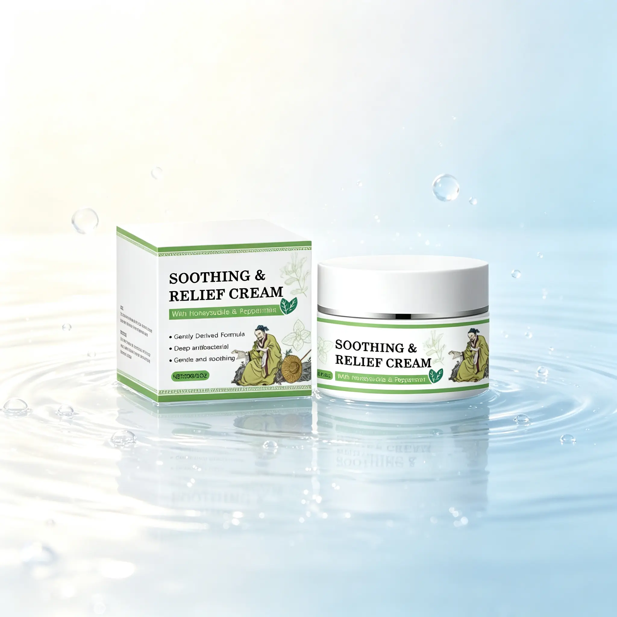 Facial Massage Soothing Cream 30g - Gentle Skincare with Honeysuckle, Peppermint, Calming Formula for Daily Use