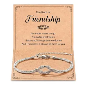 Women's Stainless Steel Love Knot Friendship Bracelets - Daily Female Jewelry with Inspirational Message Card, Ideal Birthday Gift for BFF Bestie