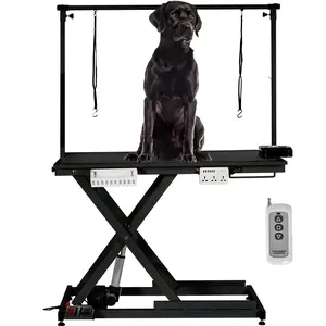 Professional Electric Dog Grooming Table Heavy Duty Pet Grooming Table Height Adjustable w/Leveling Wheels, Dog Grooming Arm, Anti Slip Tabletop &Tool Organizer, Dog Grooming Station 50" Black