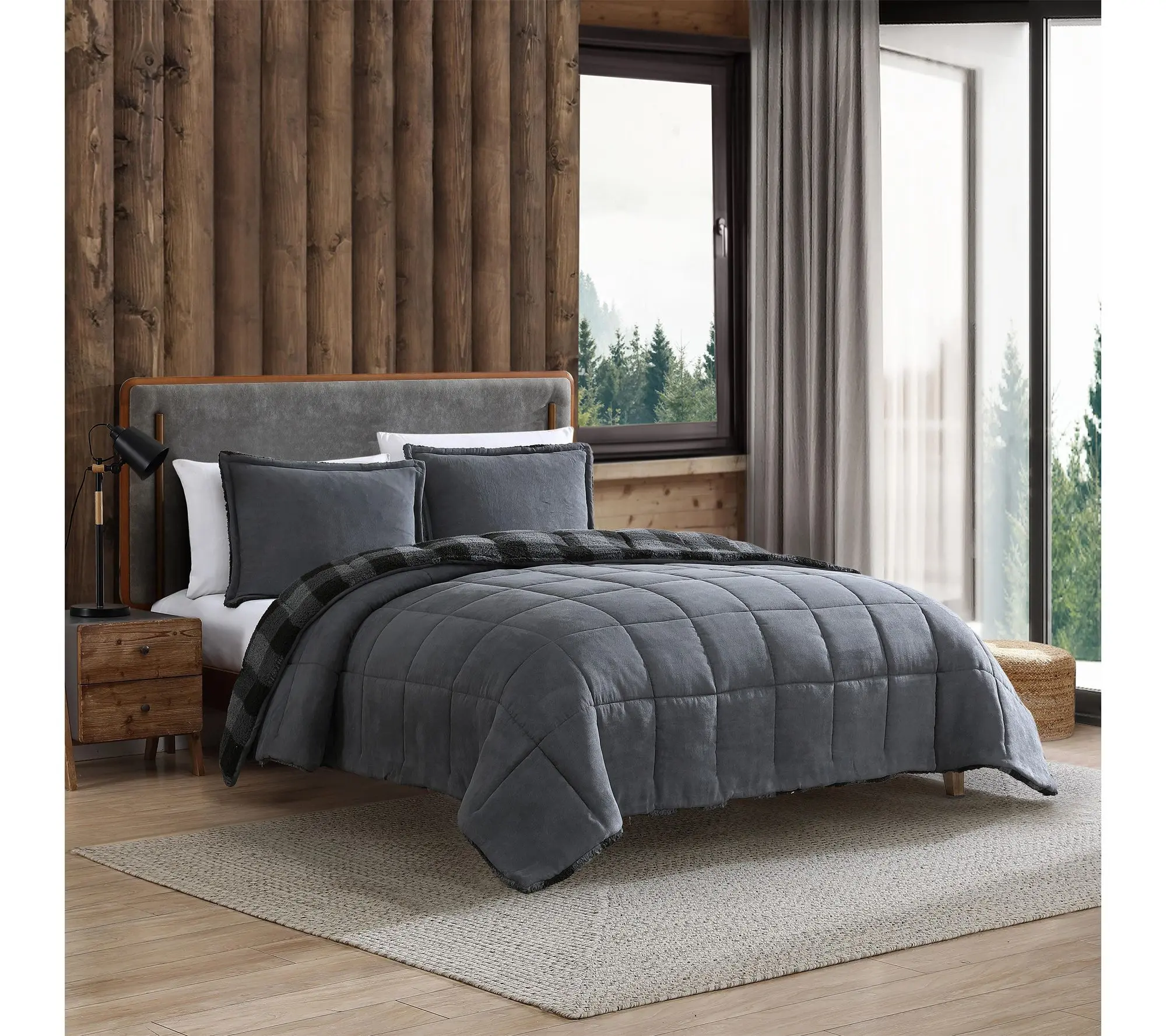 Eddie Bauer Cabin Plaid Grey Queen Comforter Set Eddie Bauer Cabin Plaid Grey Queen Comforter Set