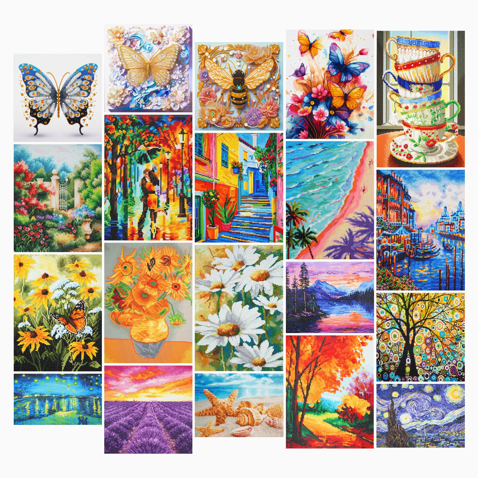 DT Luxury Bee & Floral Full Drill Diamond Painting Kit Hand Embroidered Rhinestone Art with Golden Accents Pearls Home Wall Decor Gift for Art Enthusiasts 19.6x19.6 inches