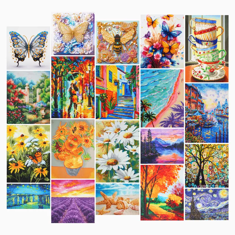 【Buy 1 Get 1 Free Gift】DT Luxury Bee & Floral Full Drill Rhinestone Diamond Art Kit, No Battery Needed DIY Handcraft Needle Crafts Kit with Golden Accents & Pearls, 19.6x19.6in Wall Decor, Perfect Gift for Art Enthusiasts