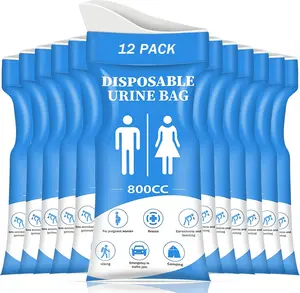 Disposable Urine Bag, 12Pack Pee Bags for Travel for Women/Men, 800ML Emergency Portable Urinal Bag and Vomit Bags, Unisex Urinal Bag for Camping, Traffic Jams, Pregnant