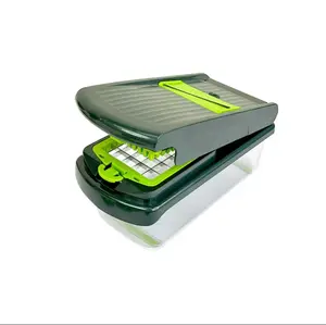 10-in-1, 8 Blade Vegetable Chopper,Pro-Series Onion Mincer, Cutter, Dicer, Egg Slicer with Container, French Fry Cutter Potato Slicer, Home Essentials, Salad Chopper,Gray/Green