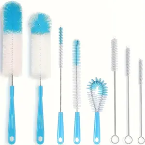 8 Pcs Bottle & Straw Cleaning Brush Set – Long handle cup brushes for water bottles, tea cups and straws. Multipurpose kitchen cleaning tools for grooves and hard-to-reach corners, ideal for removing tea stains and daily cleaning.