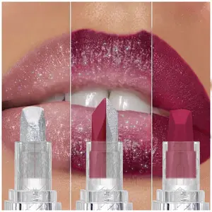 1PC Sexy Glitter Two-tone Lipstick Matte Lipsticks Cosmetics Easy to use Lip Tint Makeup Lip Rose Red High Pigment Lip Glaze