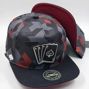 Gray/Red Camo Poker Cap