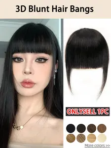 Thick Cut Human Hair Blunt Bangs Clip with 3 Secure Clips, Available in Light Gold Tones, Perfect for Everyday Style and Photo Shoots, Real Hair Extensions