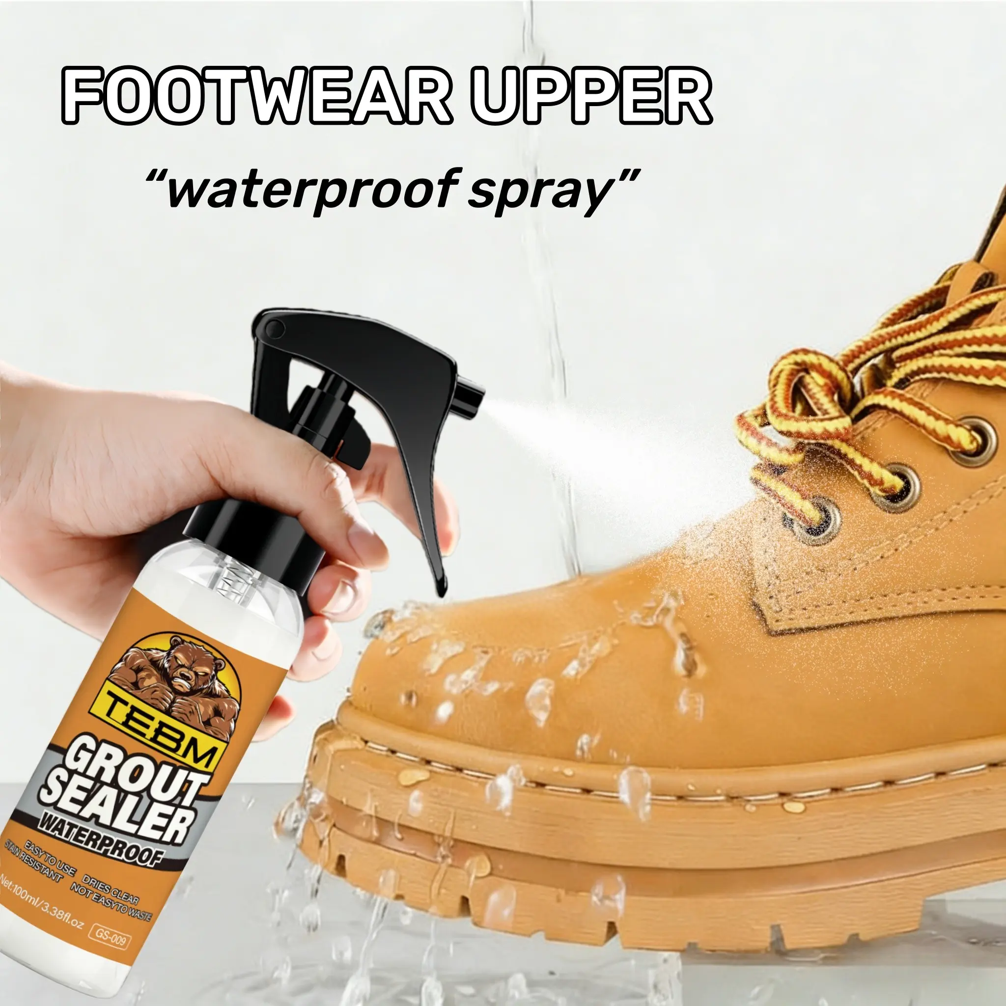 Waterproof Spray, Multi-Functional Shoe Waterproofing, Work Boots, Car Water Repellent Noise Reduction, Includes Tool, Easy to Use, Water Repellent Spray For Shoes, Shoe Spray Protectant