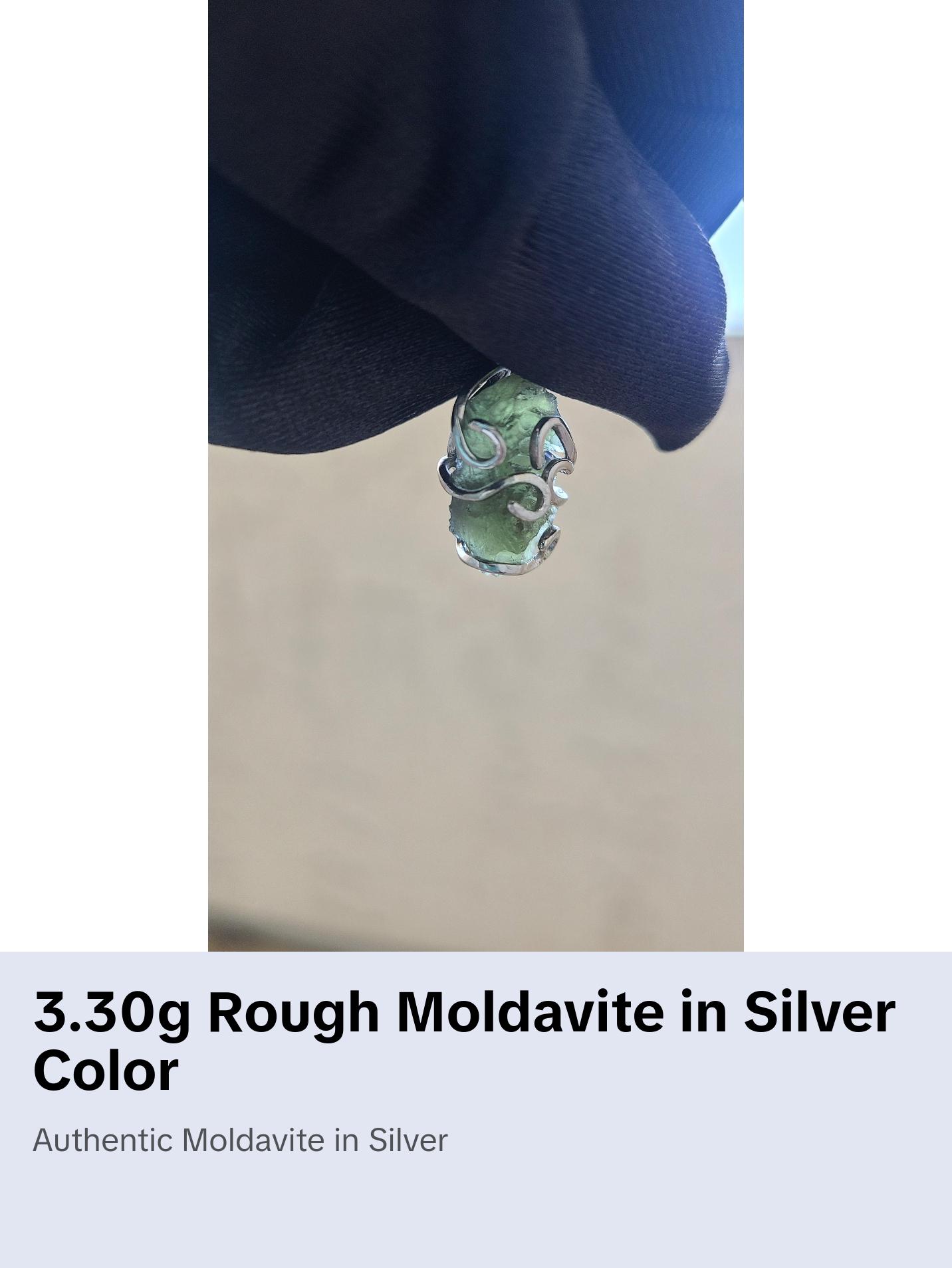 3.30g Rough Moldavite in Sterling Silver