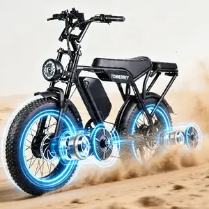 Electric bicycle, dual-drive 3000W motor, 60V30Ah battery, 120-mile range, extra-long endurance, 7-speed gears, turn signals, black finish, adult e-bike