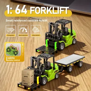 Kids Remote Control Crane and Forklift Toy Truck with Trailer, 10 Channel 2.4GHz RC Vehicles with Durable Metal Body, Gift for Boys and Girls