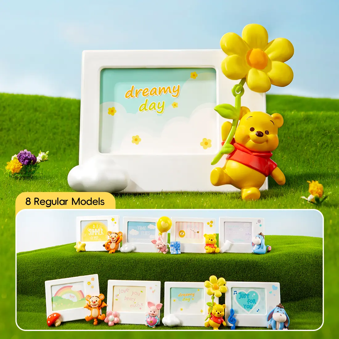 Disney Winnie the Pooh Instant Photo Polaroid Frame Blind Box Figure - PVC Durable Cute Collectible, Single Box (1 Pcs), 8 Regular Models, Refrigerator Magnets, Cute Fridge Magnets, Decorative Display, Fun Unboxing Experience, Fan Gift