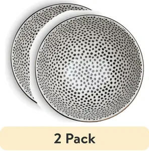 (2 pack) Stoneware Bowl, Black and White 5.91 x 5.91 x 2.79 Inches