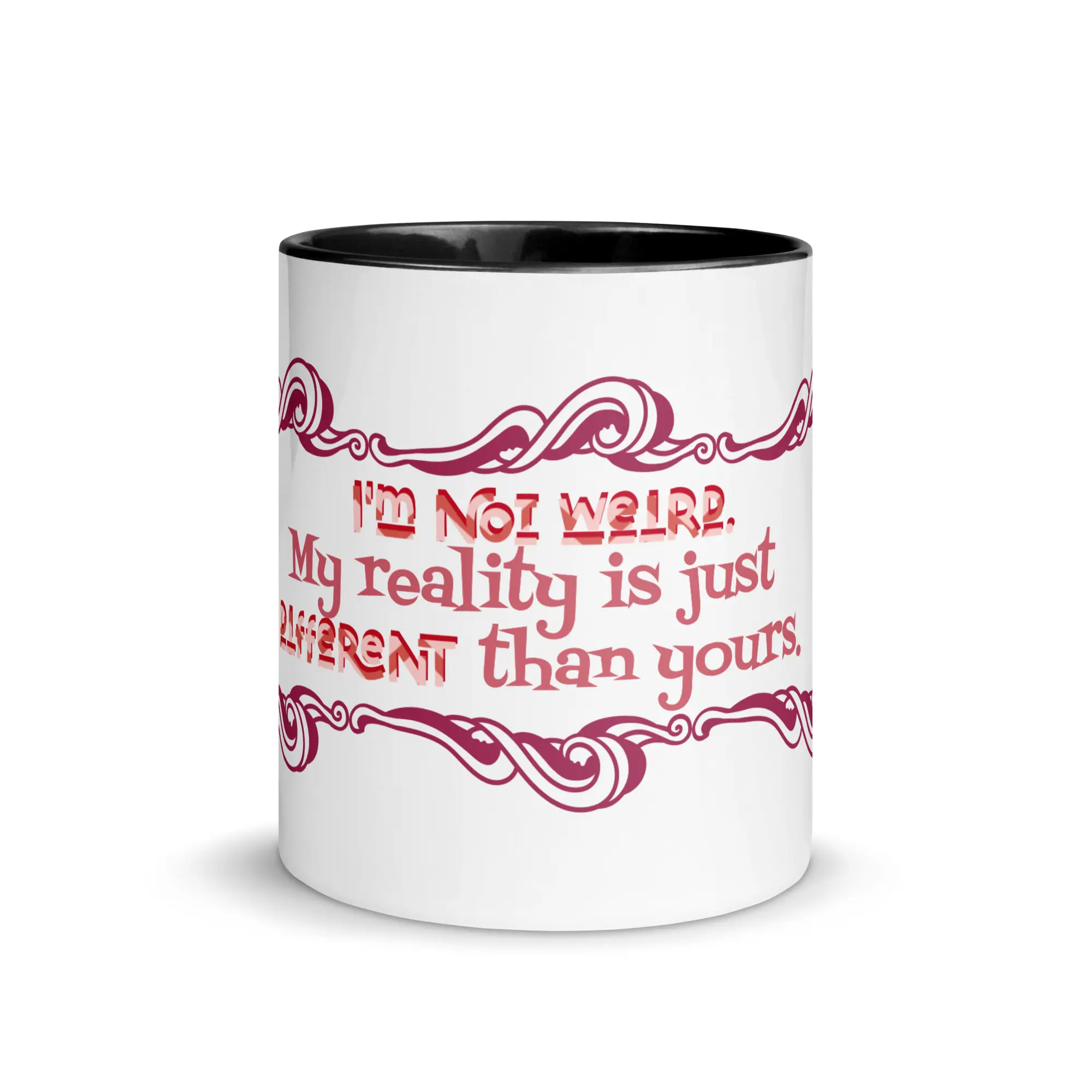 11 oz White Ceramic Cheshire Cat Quote Round Cup - 3.25in Diameter, 3.79in Height, Colorful Rim & Interior, Heat Resistant, Leak-Proof, Dishwasher Safe, Reusable Tumbler for Coffee Lovers, Morning Drink Kitchen Drinkware