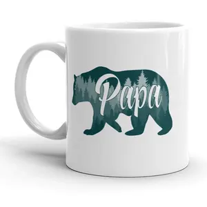 Papa Bear Trees Mug Cool Fathers Day Coffee Cup - 11oz Funny Coffee Mugs Ceramic Printed Drinkware Cup