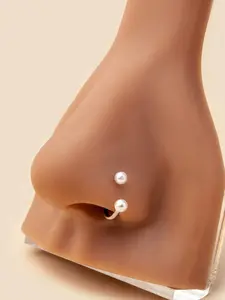 Faux Pearl Decor Nose Cuff, U-shaped Cartilage Nails, Fashionable Men's and Women's Jewelry, Trendy and Versatile Exquisite Jewelry, Fashion Body Jewelry