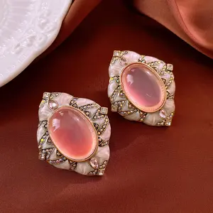 Vintage Baroque Court Style Earrings Collection for Women, 18K Gold Plated Colorful Rhinestone Crystal Pearl Dangle Earrings, Ins Trendy Tarnish Resistant Hypoallergenic Wedding Bridesmaid Party Vintage Event Fashion Jewelry