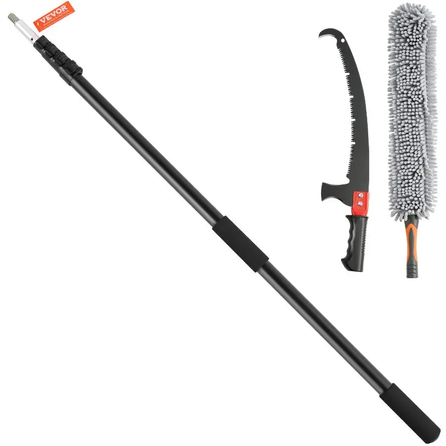 【DealsForYouDays】【DealsForYouDays】VEVOR Manual Pole Saw for Gardening, Father's Day Gift, 4.9-20ft Expandable Aluminum Alloy Pole, Sharp Steel Blade, Lightweight, Chenille Brush for Outdoor High Branch, Palm Pruning