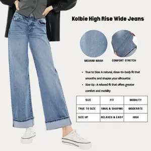KANCAN - Kolbie Women's Denim High Rise Cuffed Wide Spandex Style