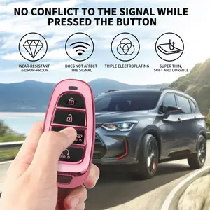 For Hyundai Key fob Cover Fits for 2024 2023 2022 2021 Hyundai Sonata Santa fe Tucson Smart 5 Button Key Case Shell