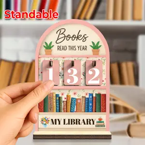 Books Read This Year Shelf Tracker, Hanging Mini Book Counter with Numbered Charms & Stand, Compact Design for Reading Progress Tracking, Ideal for Bookish Decor and Gifts for Readers, Bookshelf Trinkets