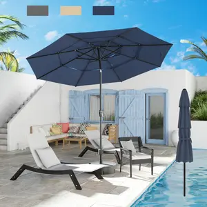 FUFU&GAGA 10ft Outdoor Patio Umbrellas for Outside, 3 Tier Vented Market Table Umbrella Windproof for Backyard, Deck, Garden (No Base)