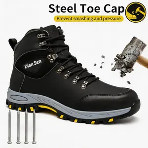 Lightweight and comfortable men's work boots steel toe anti-smash and puncture-resistant durable safety shoes ideal for outdoor warehouse and construction site work