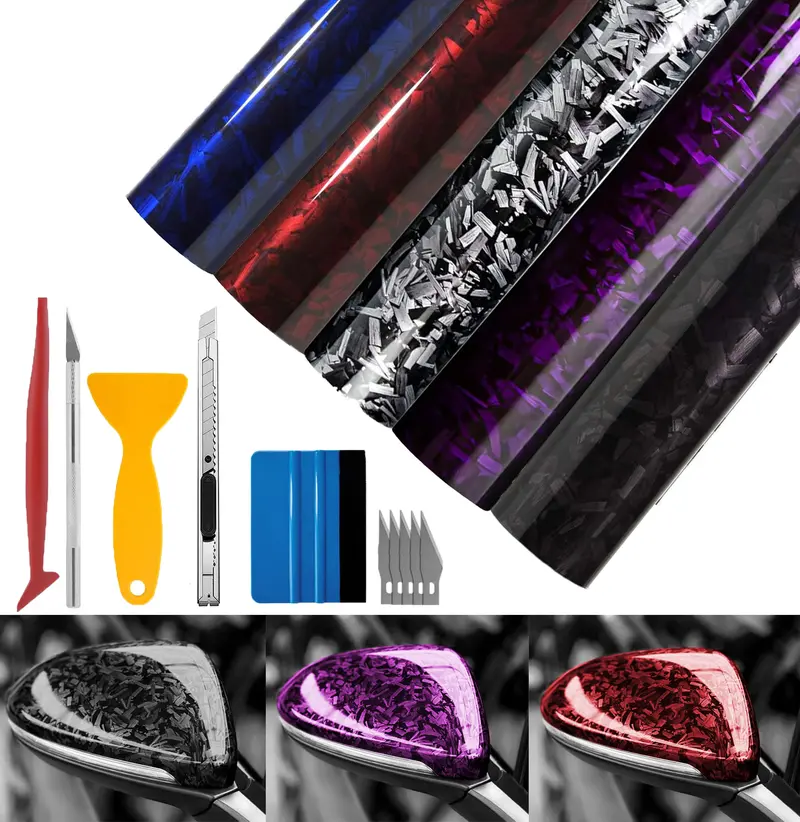 3D Carbon Fiber Vinyl Wrap 3x5FT - Air Release Technology For Car Body Protection