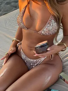 Beach Vacation Pool Sexy Halter Tie Back Bikini Set, Triangle Top, Drop Waist, Adjustable Strap, Holiday Style, Halter Neck Bikini, Swimsuit Style Bikini