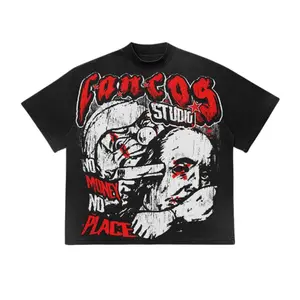 VINTAGE Y2K RED&BLACK SERIES "NO MONEY NO PLACE" Personalize Printed GRAPHIC Tshirt Casual Cotton Crewneck Menswear Classic Soft