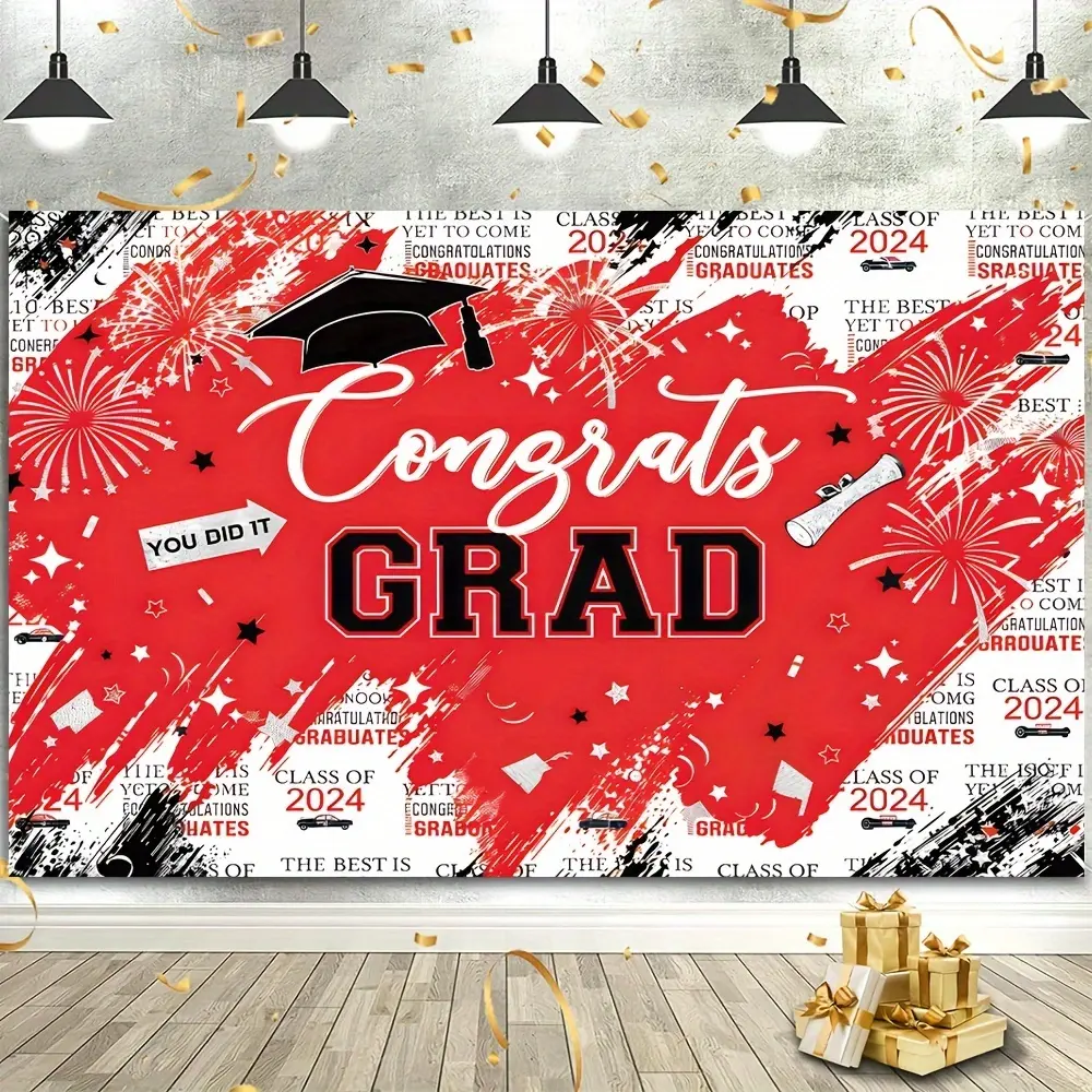 Class of 2024 Graduation Party Backdrop - Vinyl, Smooth & Clear Photo Background for Indoor/Outdoor Decor, Perfect for Home & Room Wall Hanging Banners Ornaments